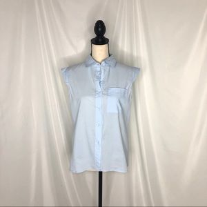 Light Blue Sleeveless Button Down